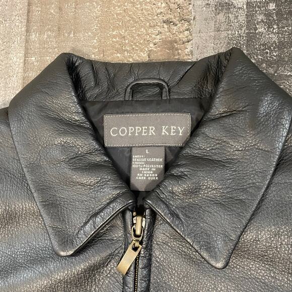 Copper Key Leather Jacket Long Sleeve Full-Zip Black Girls US Size L Large - Picture 9 of 12